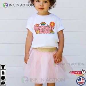 Pink Retro Birthday Babe Toddler Shirt Cute Girls Kids 1