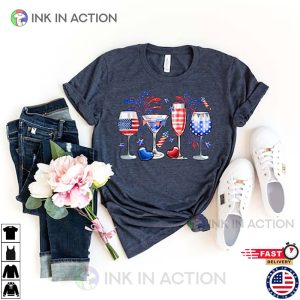 Red Wine Blue American Flag happy independence day usa Shirt Ink In Action