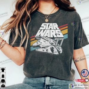 Retro Disney Star Wars ucs millennium falcon Rainbow Stripe Shirt 3