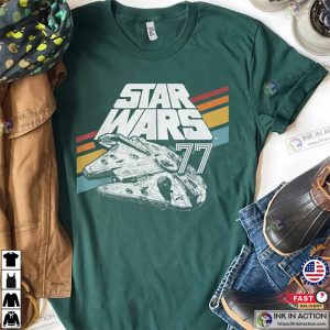 Retro Disney Star Wars ucs millennium falcon Rainbow Stripe Shirt 5