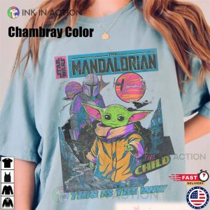 Retro Mandalorian And Baby Yoda Comfort Colors T shirt This Is The Way 3 Ink In Action