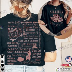 Shania Twain Two Sided Tracklist Shirt shania twain concert 2023 1 Ink In Action