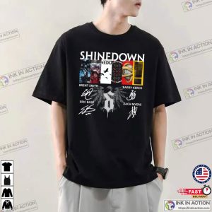 Shinedown Band Signatures Graphic T shirt Shinedown Live Tour Merch Fan Lovers 3 Ink In Action