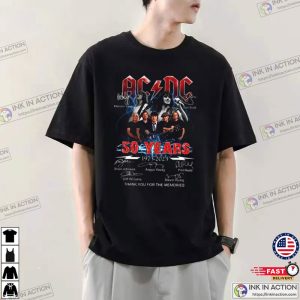 Signature 50 Years ACDC 1973 2023 Rock Band Music Shirt ACDC For Fan Lover 1 Ink In Action