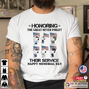Snoopy Honoring The Great Never Forget Their Service Happy Memorial Day Shirt 3 Ink In Action