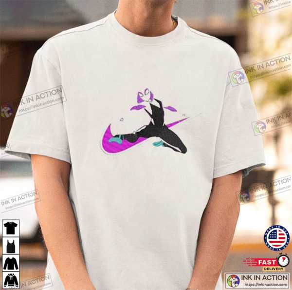 Spider-Gwen x Nike Swoosh Logo, Spider Man Across Graphic Shirt