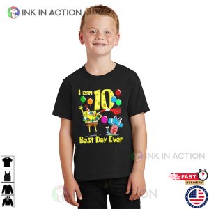 SpongeBob I Am 10 Years Old Birthday Party 10th birthday shirt 2 Ink In Action Ink In Action