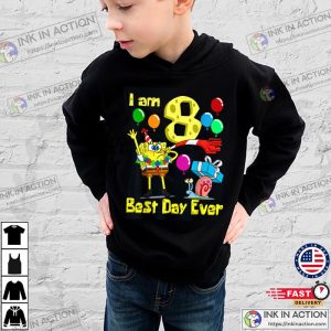 SpongeBob square pants I am 8 Years Old sponge bob party Birthday T Shirt 2 Ink In Action