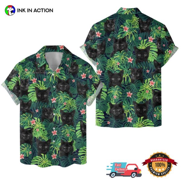 Tropical Cat Funny Hawaiian Shirts, Cat Lover Gift Hawaiian T-shirts