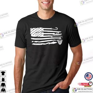 USA Fishing Flag American Flag fishing t shirts 3 Ink In Action