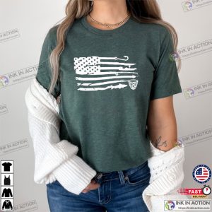 USA Fishing Flag, American Flag Fishing T Shirts
