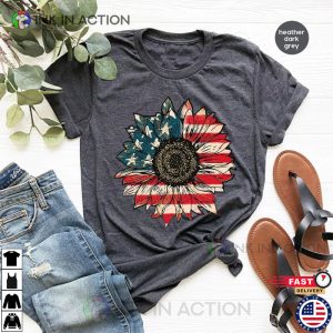 USA Flag Flower 4th Of July Flag Graphic T Shirt 2 Ink In Action