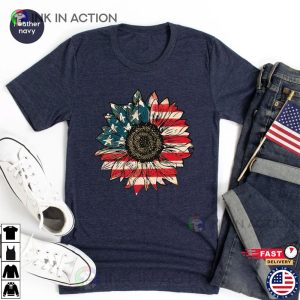 USA Flag Flower 4th Of July Flag Graphic T Shirt 3 Ink In Action