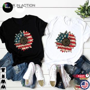 USA Flag Flower, 4th Of July Flag Graphic T-Shirt