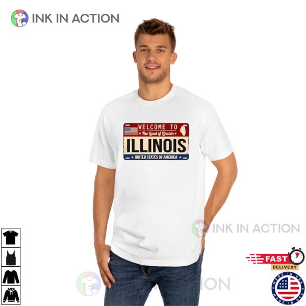 United States Of America, Illinois State T-Shirt, Chicago Illinois Souvenirs