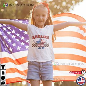 Vintage American Flag 4th July Kids Shirt