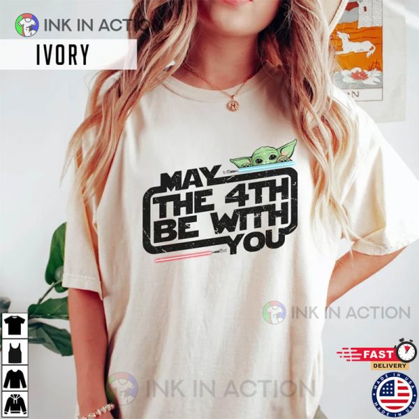 Vintage May The 4th Be With You, Star Wars Baby Yoda Comfort Colors Shirt
