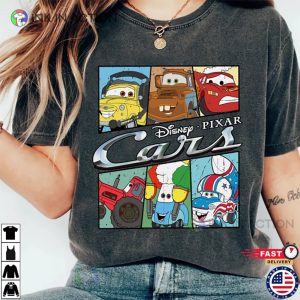 Vintage Disney Pixar Cars Characters MC Queen Mater Retro T-shirt