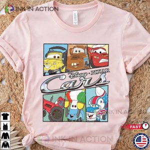 Vintage disney pixar cars Characters MC Queen Mater Retro T shirt 2 Ink In Action