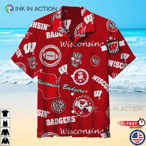 Wisconsin Badgers Hawaiian, Vintage Summer Hawaiian Shirt
