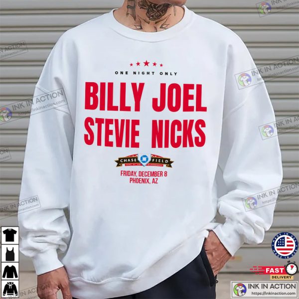 Billy Joel And Stevie Nicks Phoenix Tour 2023, Chase Field Concert T-shirt
