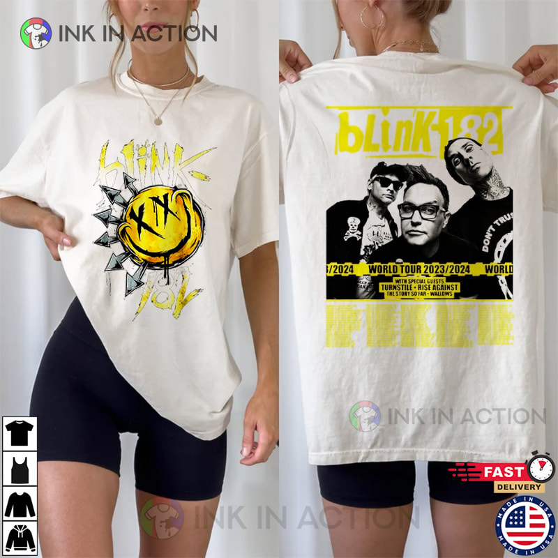 Blink 182 Art Shirt Vtg Arrow Smiley Unisex Tee 90S Shirt Blink