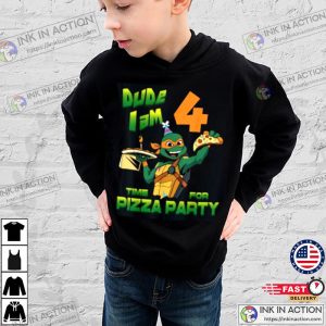 Custom Birthday Shirt, Dude I Am 4 Years Old Mikey Pizza 4th Birthday Shirt  - Ink In Action