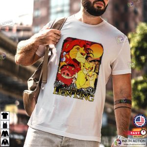disney lion king Group Poster Graphic Vintage T Shirt Ink In Action