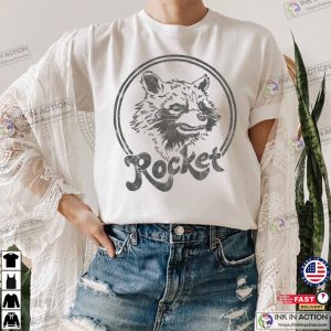 guardians of the galaxy raccoon Rocket Circle Portrait T Shirt Ink In Action