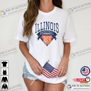 illinois state basketball Vintage T shirt 3 Ink In Action