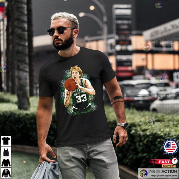 Larry Bird Celtics Spray Paint Style T-shirt