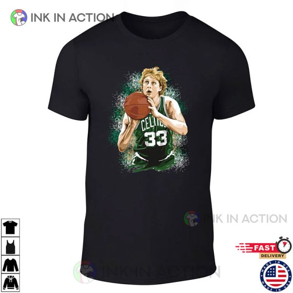 Larry Bird Celtics Spray Paint Style T-shirt