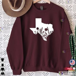 texas region map Floral texas tshirts 5