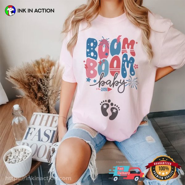 4th Of July Pregnancy Announcement Boom Boom Baby Reveal Comfort Colors Shirt