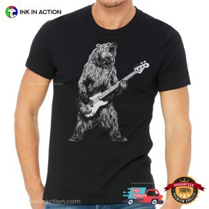 Bear Playing Bass Guitar vintage rock tees 3 Ink In Action
