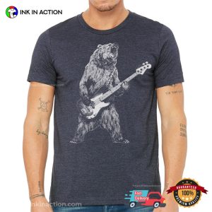 Bear Playing Bass Guitar vintage rock tees Ink In Action