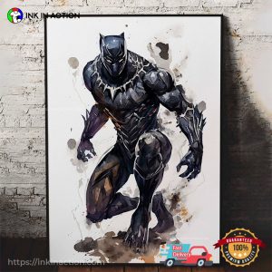 Black Panther Avengers Watercolor Artwork Poster 1