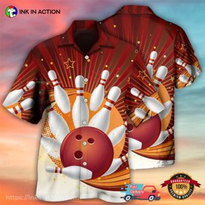Bowling strike game Retro Style vintage hawaiian shirts Ink In Action