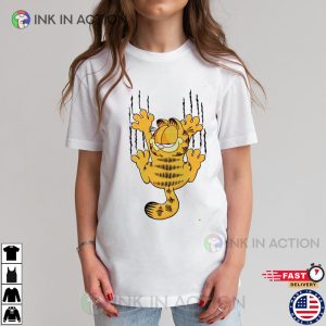 Cartoon Fat Garfield Scratching Shirt