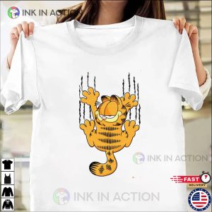 Cartoon Fat Garfield Scratching Shirt