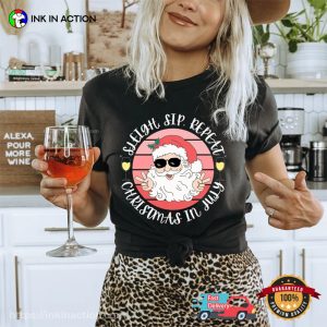 Christmas in July christmas wine T shirt 3