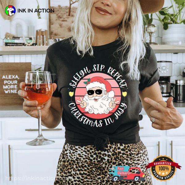 Christmas In July Christmas Wine T-shirt