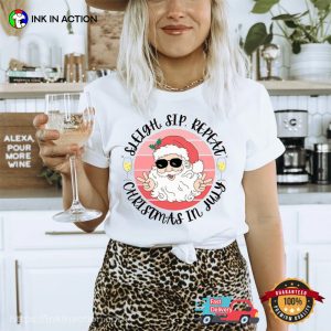 Christmas in July christmas wine T shirt 4