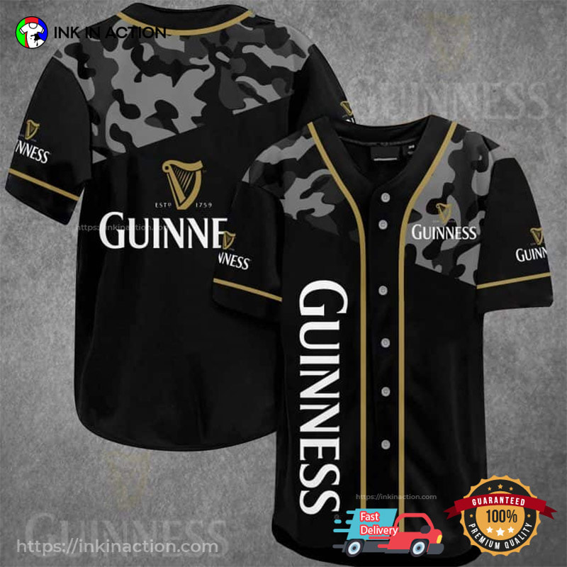 Classic Camouflage Guinness Baseball Jersey - Ink In Action