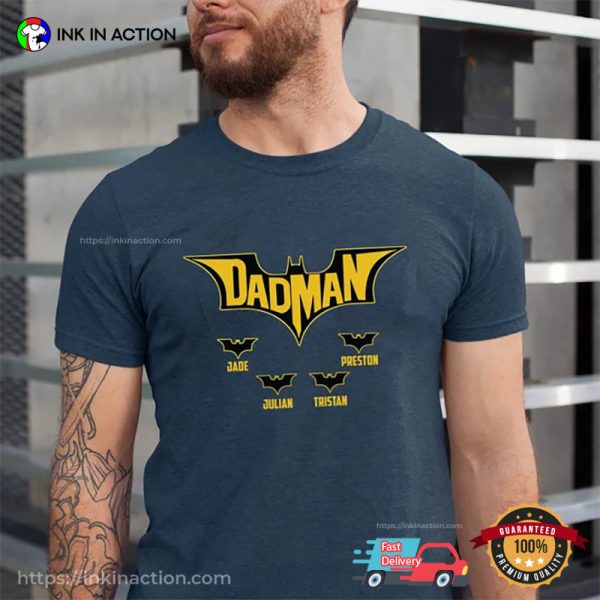 Custom Dadman With Kids Names Happy Father’s Day Shirt