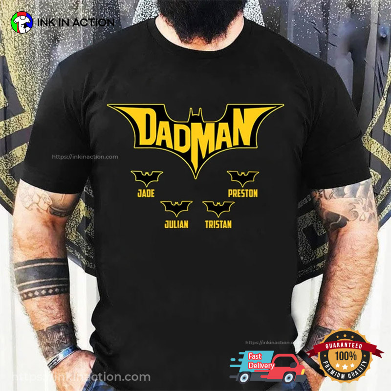 Custom Dadman With Kids Names Happy Father's Day Shirt