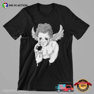 Dark Cupid Angel Black Heart classic t shirt 4 Ink In Action