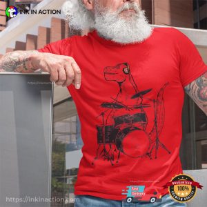 Dinosaur Playing Drums funny graphic tees Ink In Action
