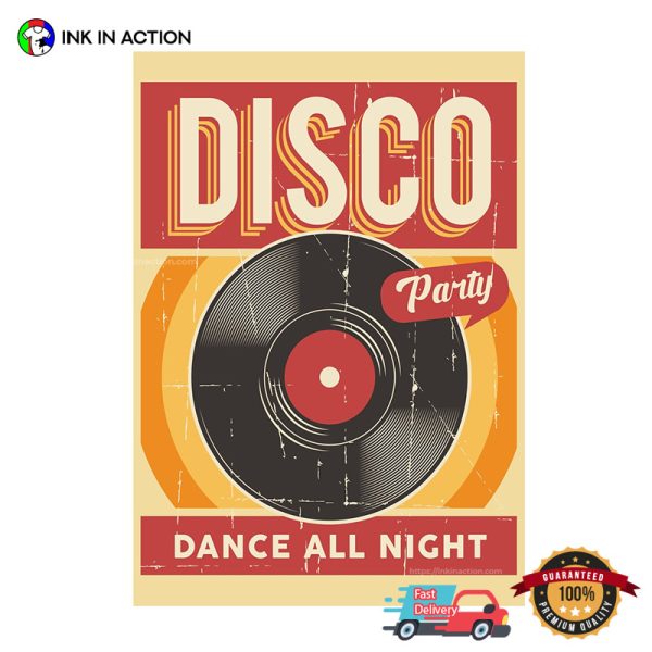 Disco Party Dance All Night Night Club Pop Art Retro Poster