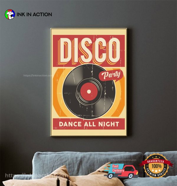 Disco Party Dance All Night Night Club Pop Art Retro Poster